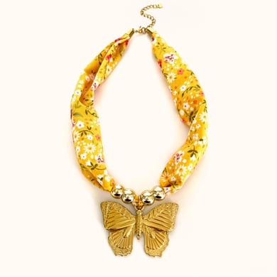 Collana con ciondolo a forma di farfalla in acciaio inossidabile color oro, 1 pezzo h5 Immagine5