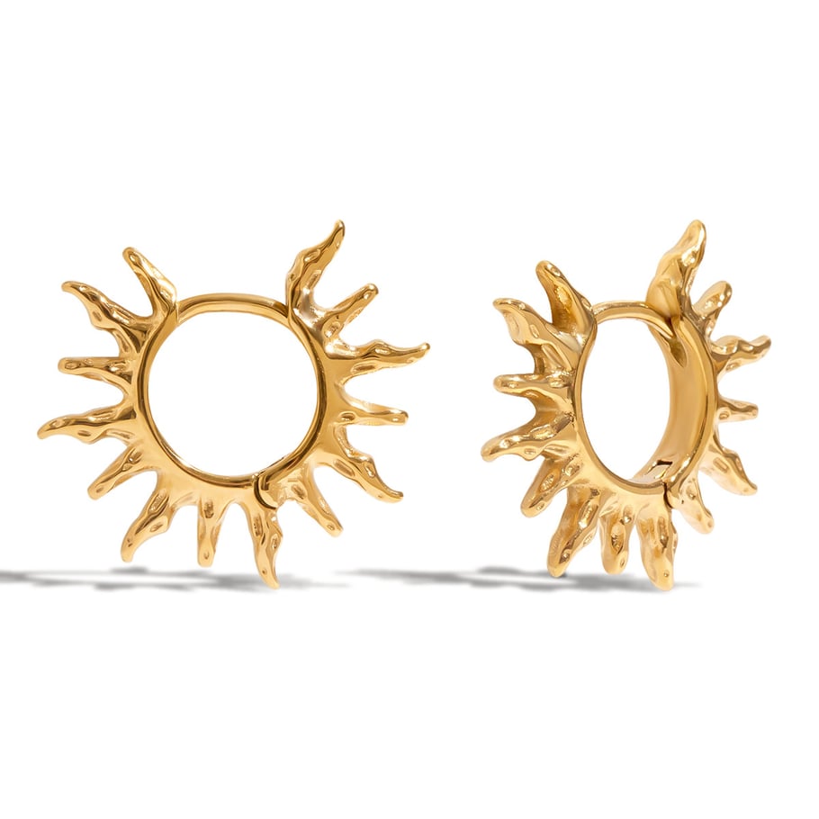 1 Paar stilvolle Serie Retro Sonne Edelstahl Gold Farbe Damen Creolen 