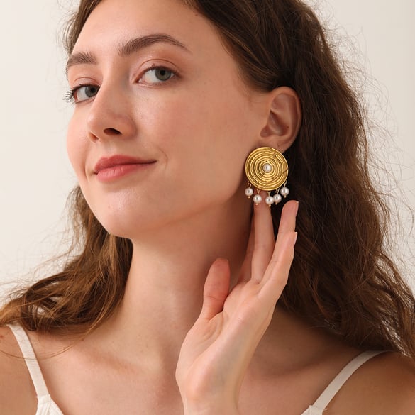 Luxurious Series Retro Tassel Stainless Steel Women's Dangle Earrings 2