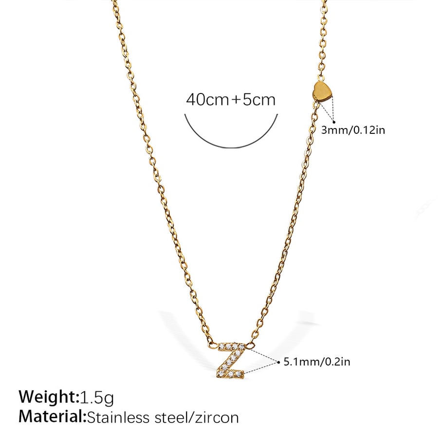1 Piece Letter Stainless Steel Gold Color Pendant Necklace 