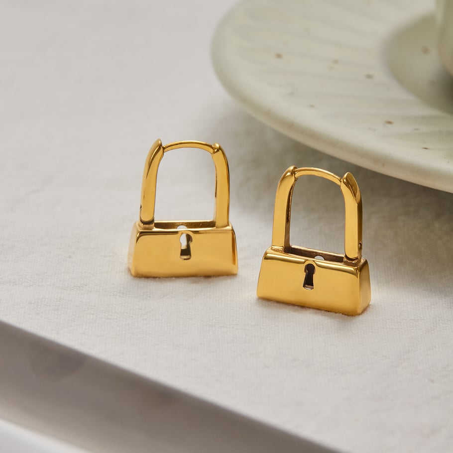 1 Paar Simple Series Locker Edelstahl Goldfarben Damen Creolen Bild5