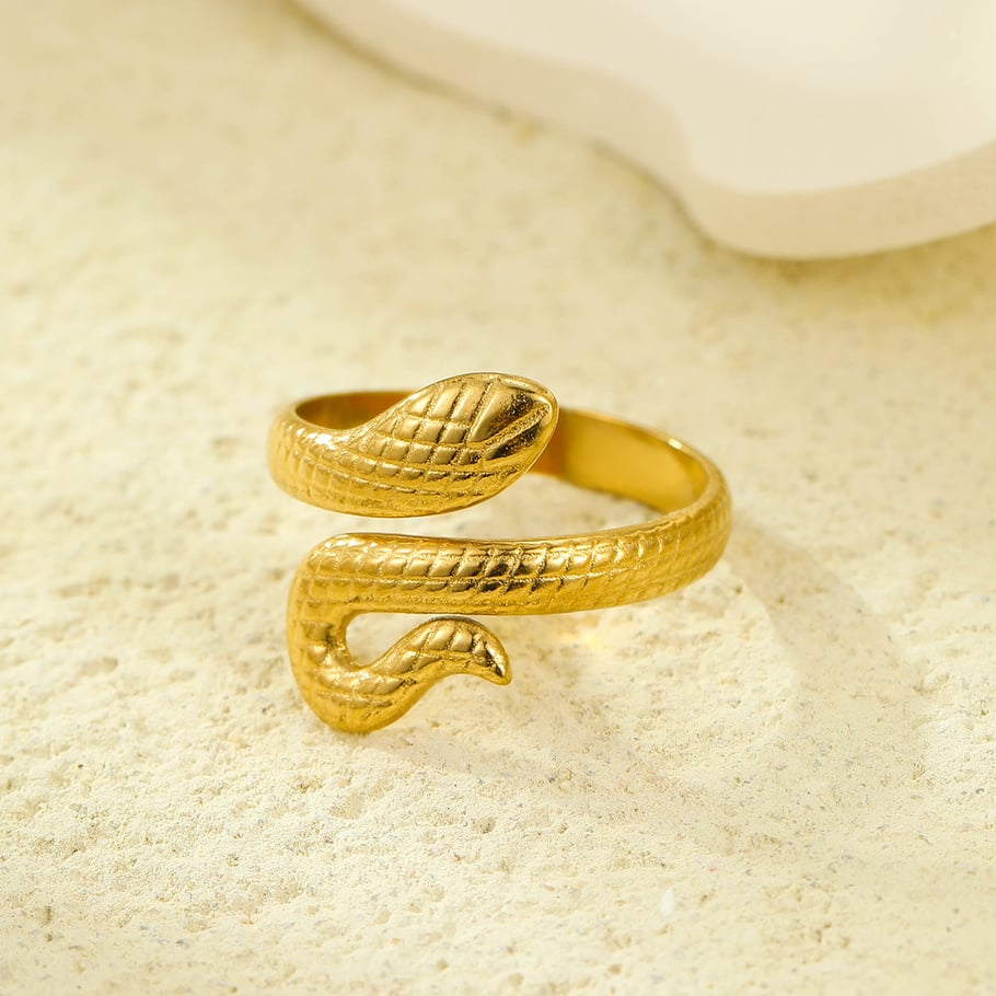 Daily Geometric Stainless Steel Gold Color Women's Adjustable Rings h5Picture3