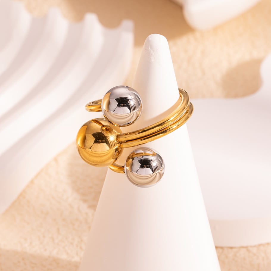 1 anello statement in acciaio inossidabile color oro Immagine4