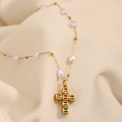 Light Luxury Series Stainless Steel Cross Women's Necklace h5 Picture3