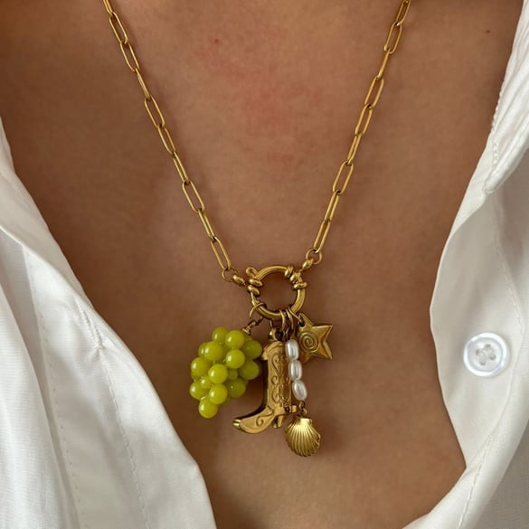 1 Piece Grape Stainless Steel Gold Color Pendant Necklace 2