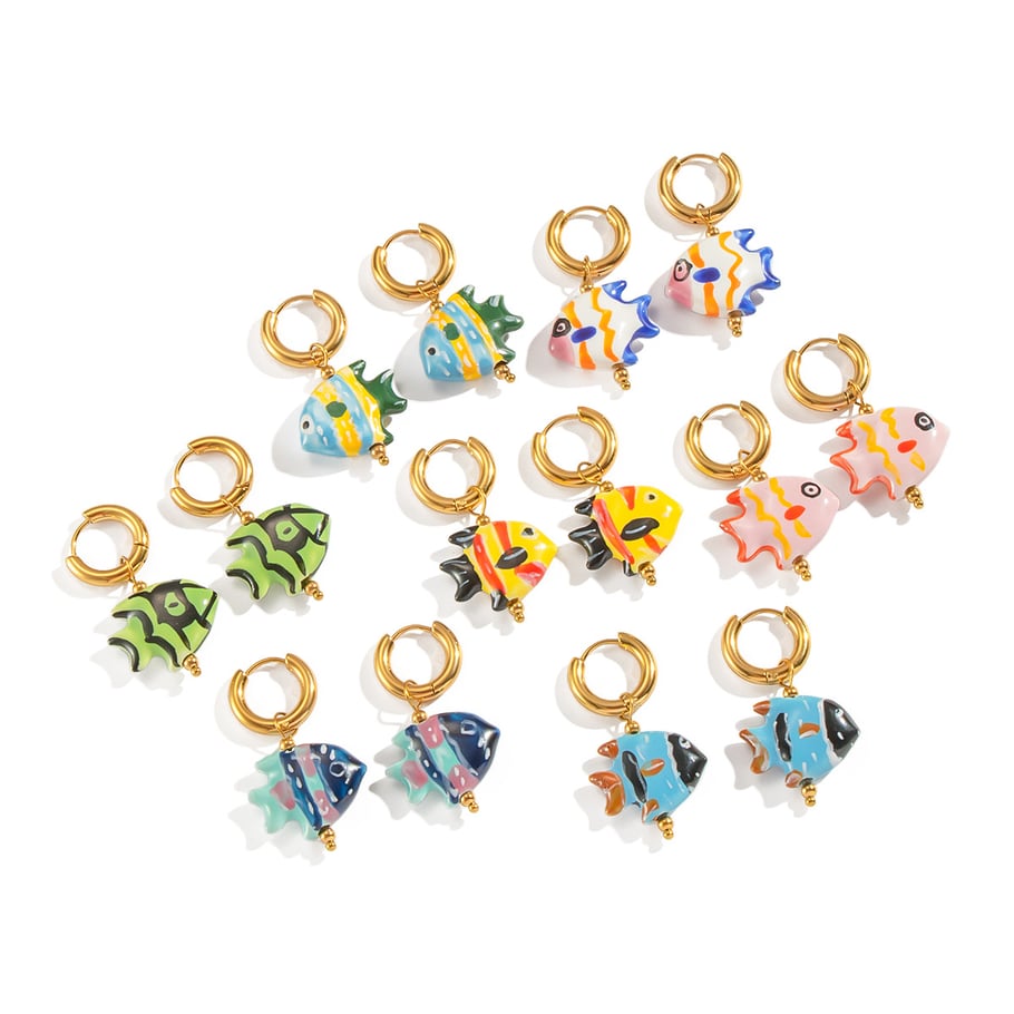 1 par de lindos pendientes colgantes de pez Imagen5