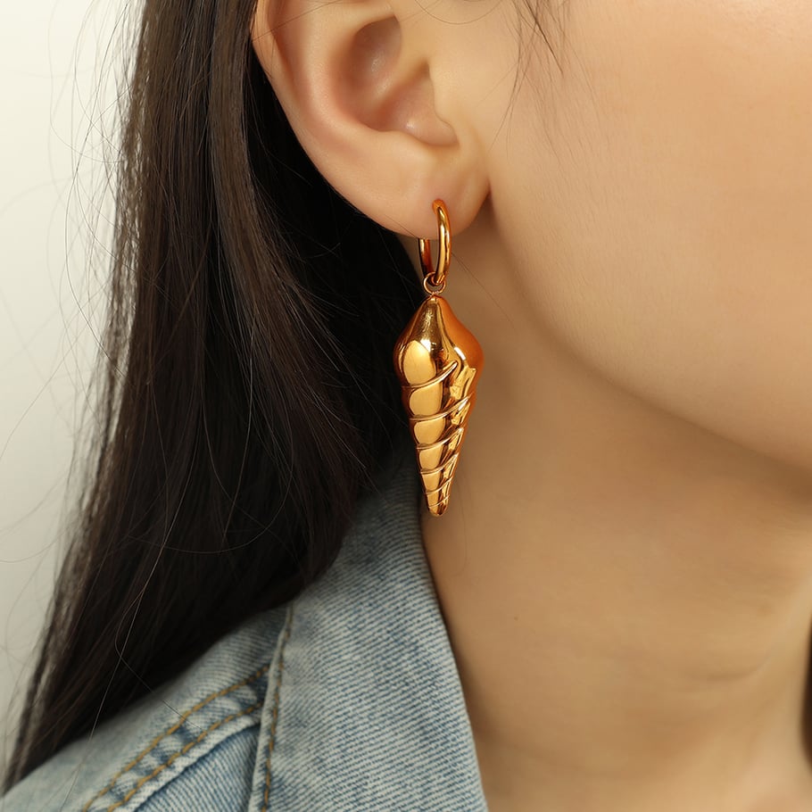 1 Pair Stainless Steel Gold Color Drop Earrings h5Picture4