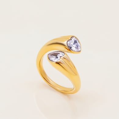 1 Piece Personality Star Stainless Steel Gold Color Women's Gemstone Rings h5 