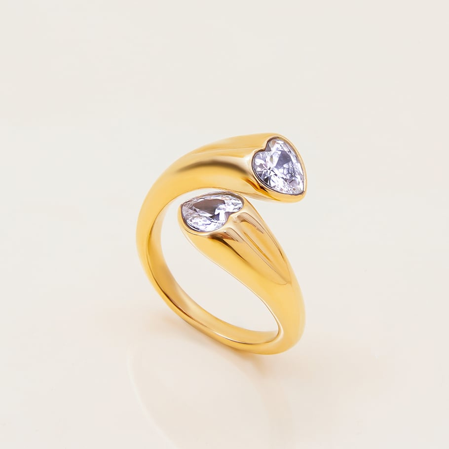 1 Piece Personality Star Stainless Steel Gold Color Women's Gemstone Rings 