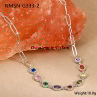 NMSN-G333-2 Halskette mit Diamanten in Stahlfarbe Bild2