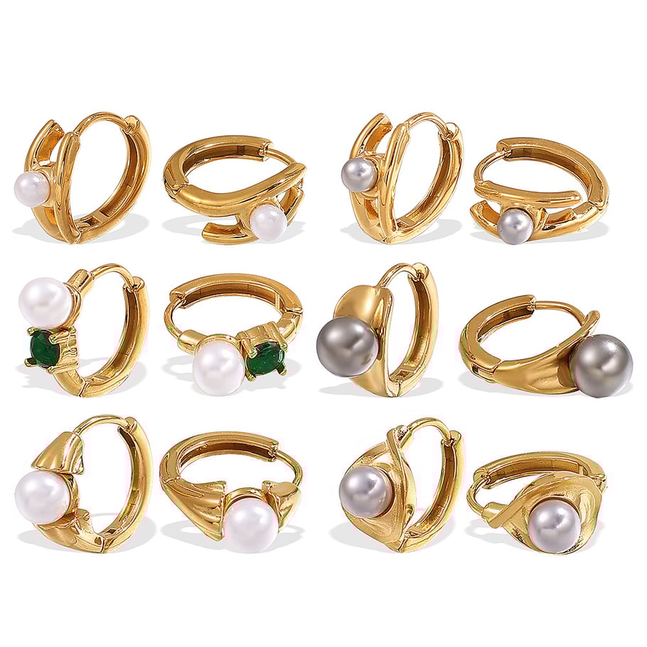 Orecchini a cerchio in acciaio inossidabile color oro Immagine5