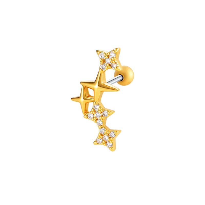 1 Piece Star Copper Gold Color Zircon Women's Piercings Earrings Picture6
