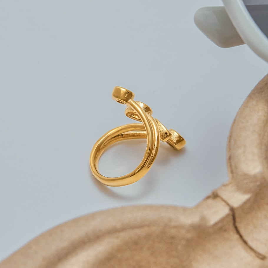 1 Stück luxuriöse Tropfen-Edelstahlringe in Goldfarbe für Damen Bild5