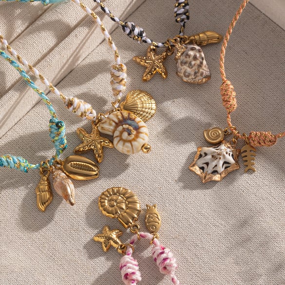 1 Stück Oceanic Edelstahl Goldfarbenes Charm-Armband