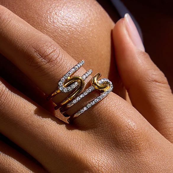 1 Piece Luxurious Series Classic Geometric Stainless Steel Gold Color Women's Gemstone Rings