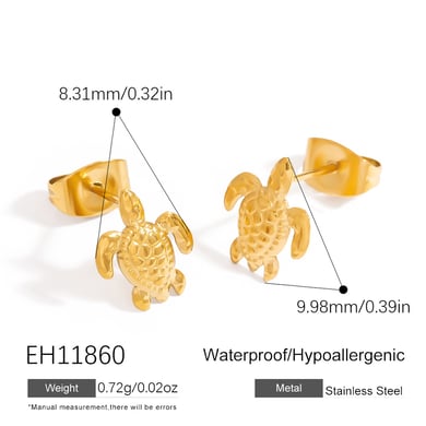 1 paio di orecchini a bottone in acciaio inossidabile color oro a forma di stella marina h5 Immagine2