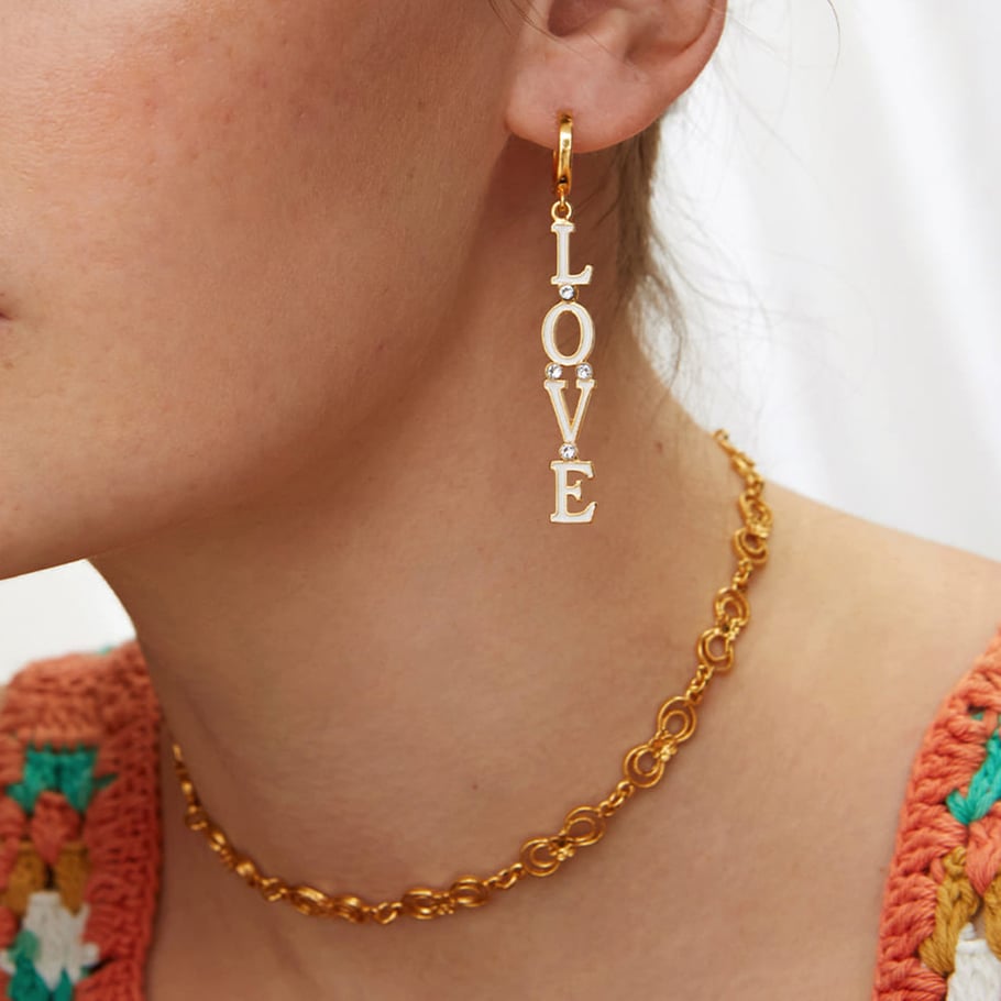 1 Pair Romantic Series Sweet LOVE Letter Stainless Steel Gold Color Women's Drop Earrings h5Picture3