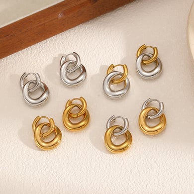1 par de pendientes colgantes clásicos de acero inoxidable de colores variados h5 Imagen2