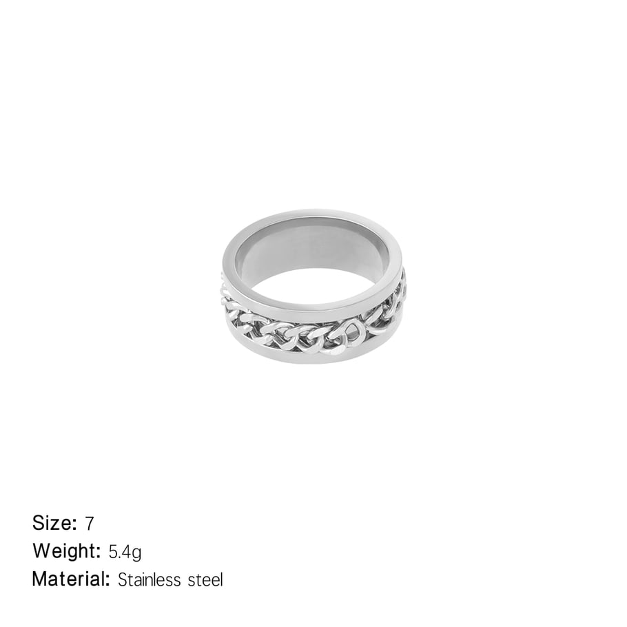 Bague de déclaration géométrique classique en acier inoxydable couleur or, série luxueuse, 1 pièce Image2