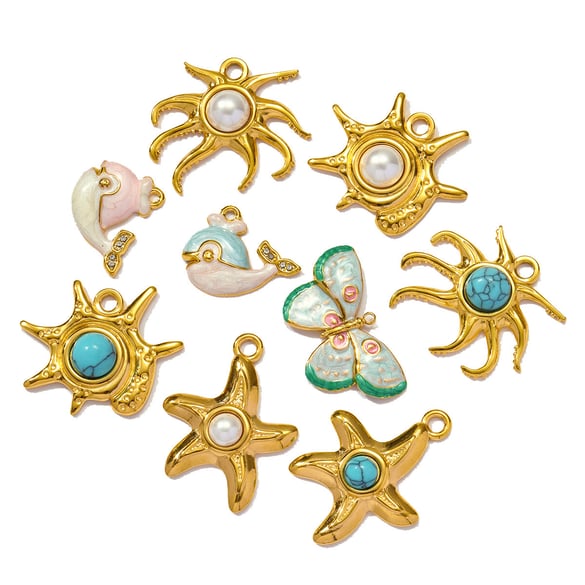 1 Piece Simple Series DIY Butterfly Stainless Steel Gold Color Women's Pendants