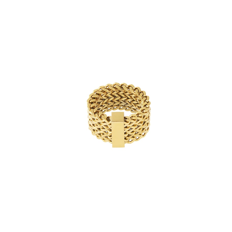 1 Piece Simple Series Simple Patchwork Stainless Steel Gold Color Statement Rings