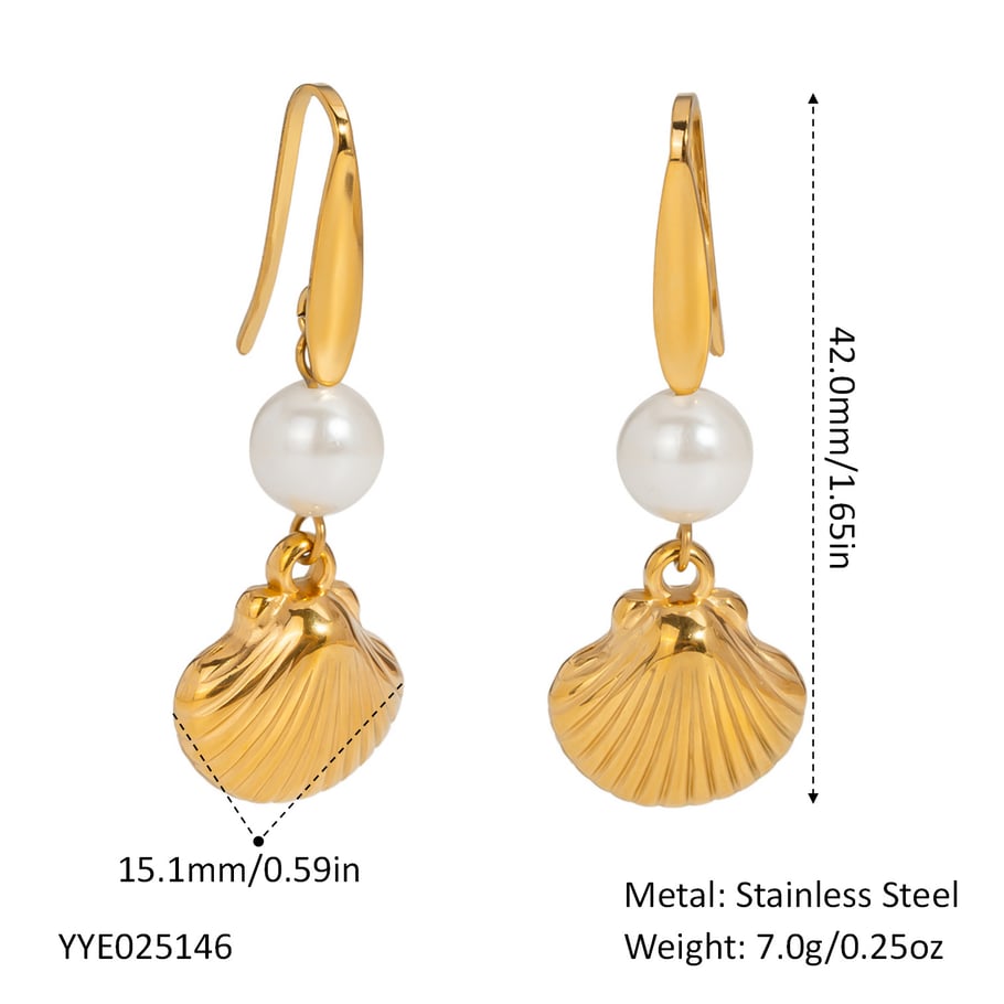 1 Paar Oceanic Edelstahl-Tropfenohrringe in Goldfarbe 