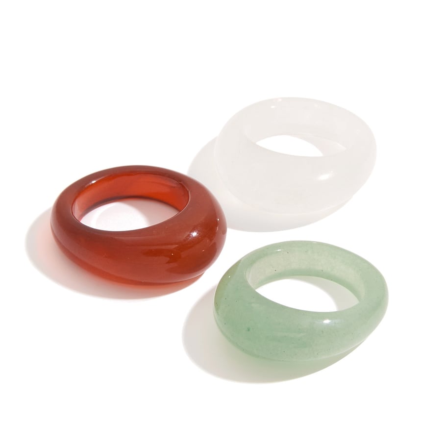 1 Piece Classic Natural Stone Solid Color Women's Gemstone Rings Picture6