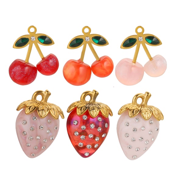 1 Piece DIY Cherry Stainless Steel Women's Pendants 2