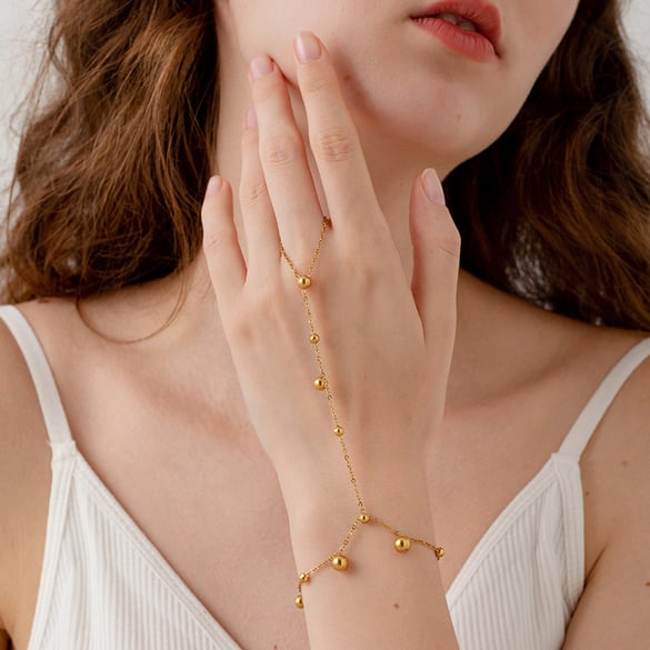 1 Piece Stainless Steel Gold Color Finger-connected Bracelet 2