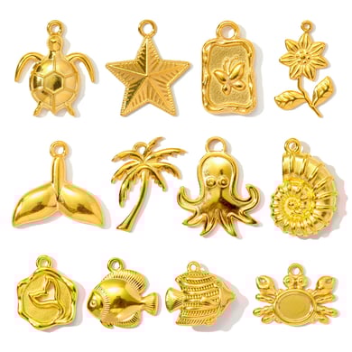 1 Stück Romantische Serie DIY Schildkröte Edelstahl Gold Farbe Damen Anhänger h5 Bild5
