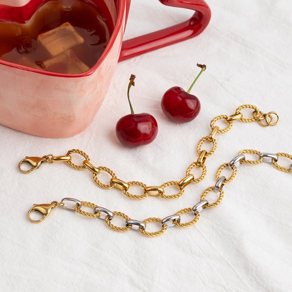 1 Piece Simple Series Daily Twist Stainless Steel Gold Color Women's Chain Bracelets