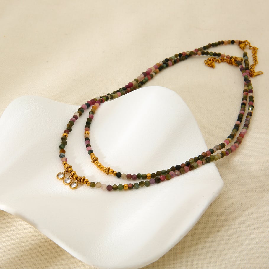 1 Pair Classic Series Retro Geometric Natural Stones   Unisex Beaded Necklaces Picture3
