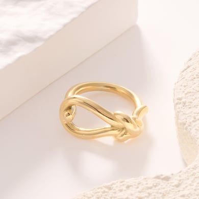 Bague minimaliste en acier inoxydable couleur or, série Simple, style décontracté et torsadé, 1 pièce h5 Image3