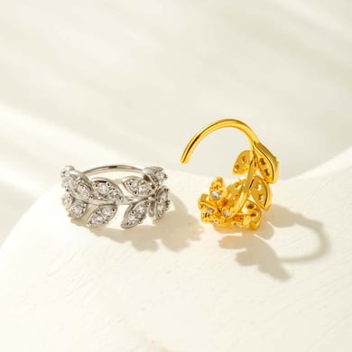 1 pièce de piercing de nez pour femme en forme de feuille, cuivre, couleur or et zircon h5 Image3
