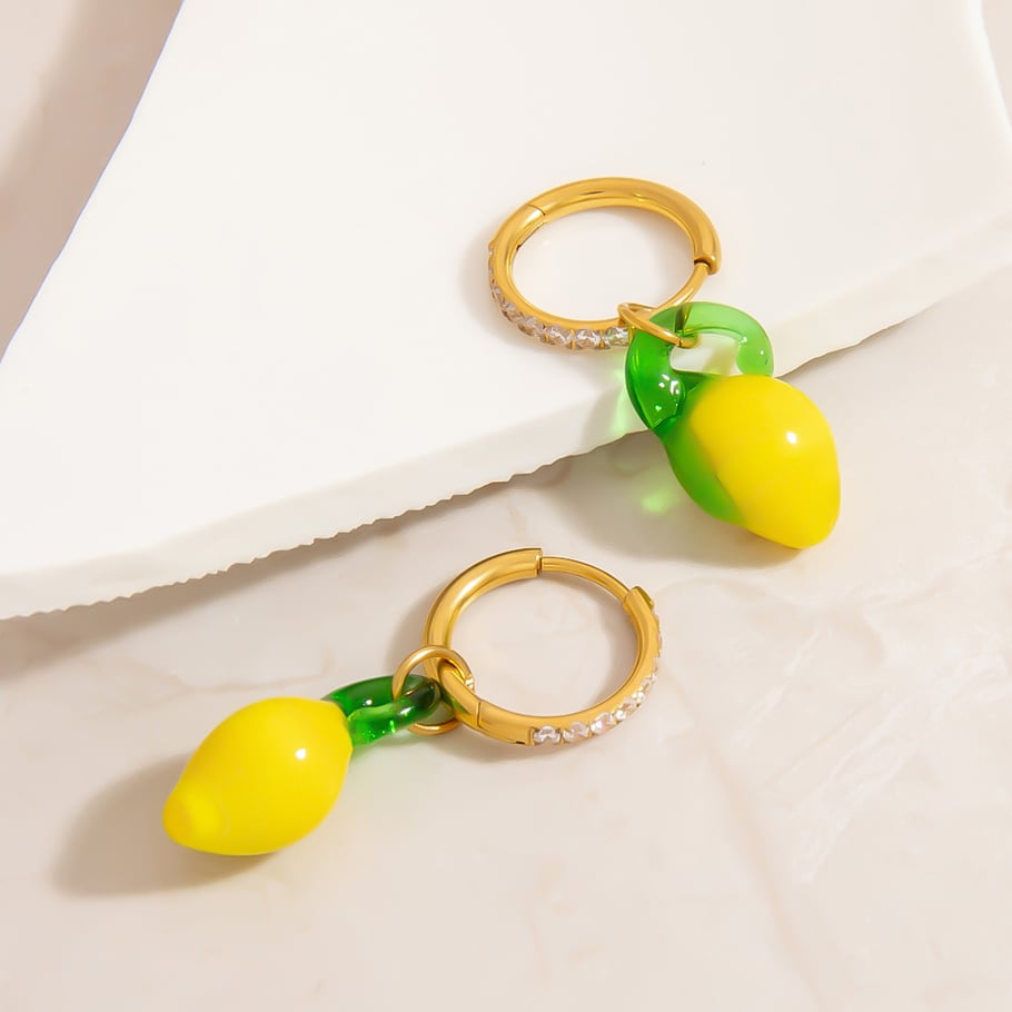 Pendientes de mujer hechos a mano con forma de fruta de la serie romántica Imagen4