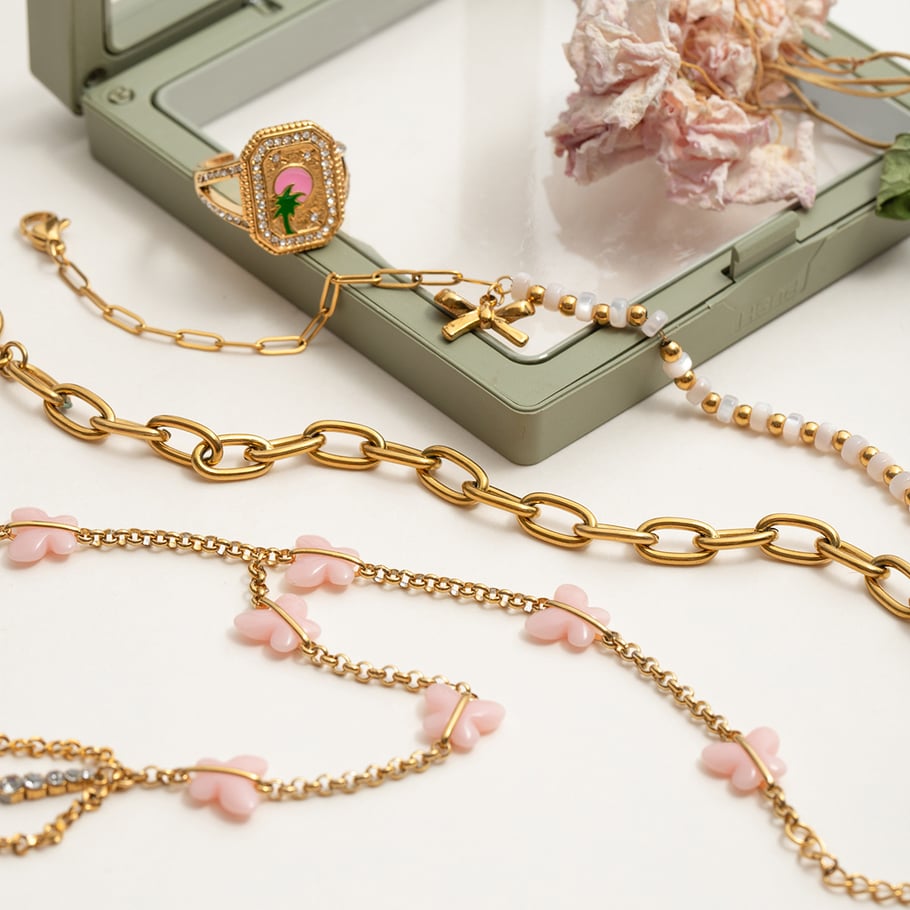 1 Piece Romantic Series Cute Butterfly Stainless Steel Gold Color Women's Chain Bracelets Picture4