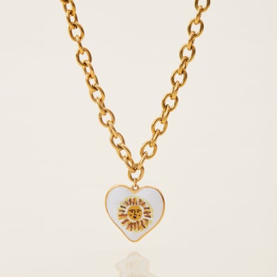 1 Piece Classic Series Paint Sun Stainless Steel Gold Color Women's Pendant Necklaces h5 Picture5