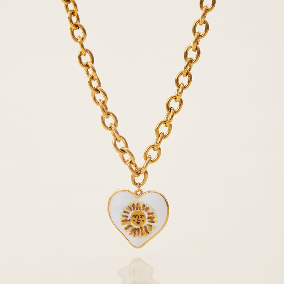 1 Piece Classic Series Paint Sun Stainless Steel Gold Color Women's Pendant Necklaces Picture5