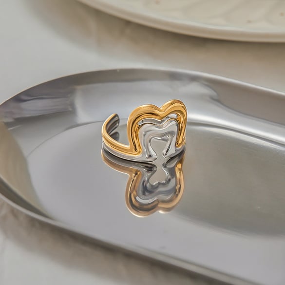 1 Piece Classic Geometric Stainless Steel Gold Color  Minimalist Rings