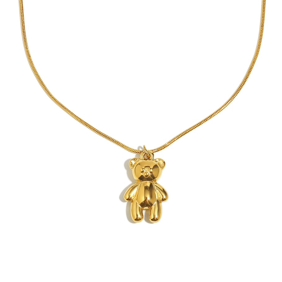 Solid-color Cute Bear Pendant  Women’Necklace 