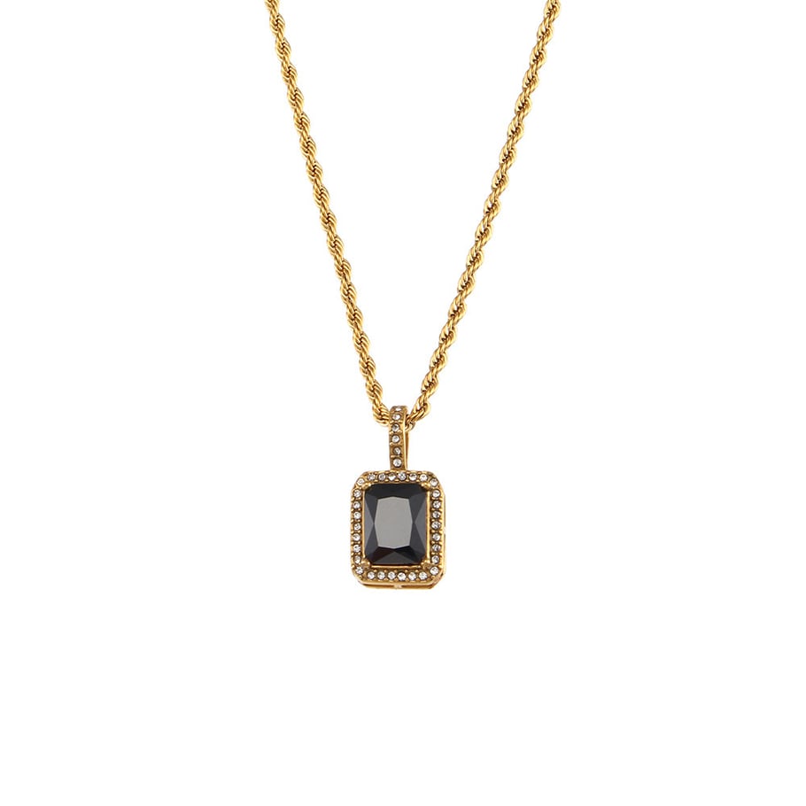 Luxurious Series Classic Geometric Stainless Steel Gold Color Zircon Necklaces
