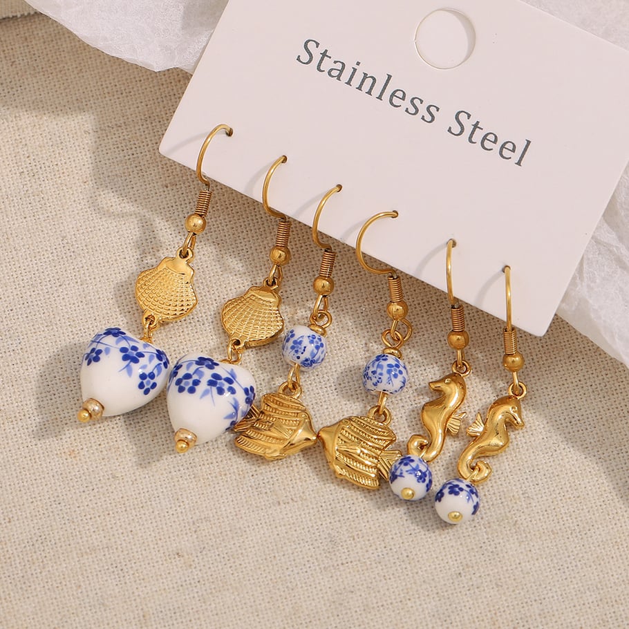 1 paire de boucles d&#39;oreilles simples en acier inoxydable pour femme, motif animal quotidien 