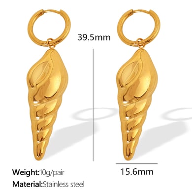 1 Paar goldfarbene Tropfenohrringe aus Edelstahl h5 