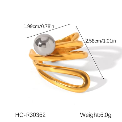 Simple Mixed Color Stainless Steel   Gold Color  Statement Rings h5 Picture2