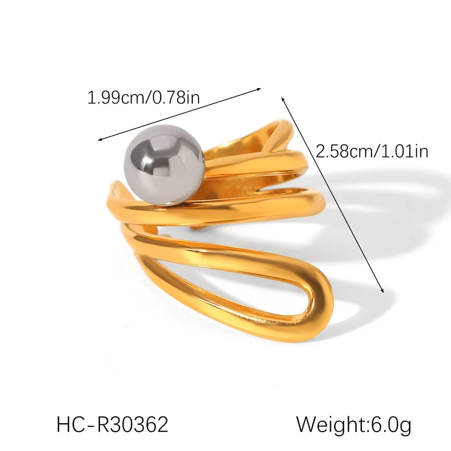 Simple Mixed Color Stainless Steel   Gold Color  Statement Rings Picture2