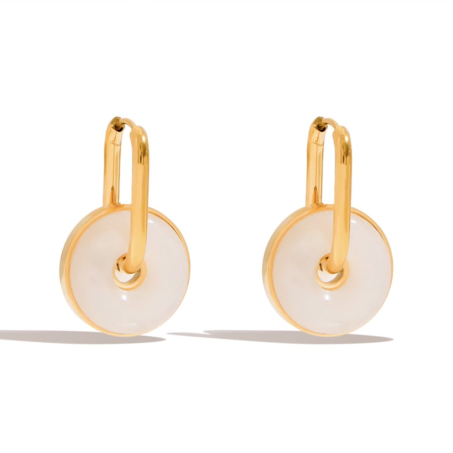 1 par de elegantes pendientes de aro anulares de acero inoxidable color dorado para mujer 