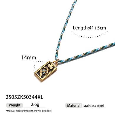 1 Piece Retro Tarot Stainless Steel Gold Color Pendant Necklaces h5 