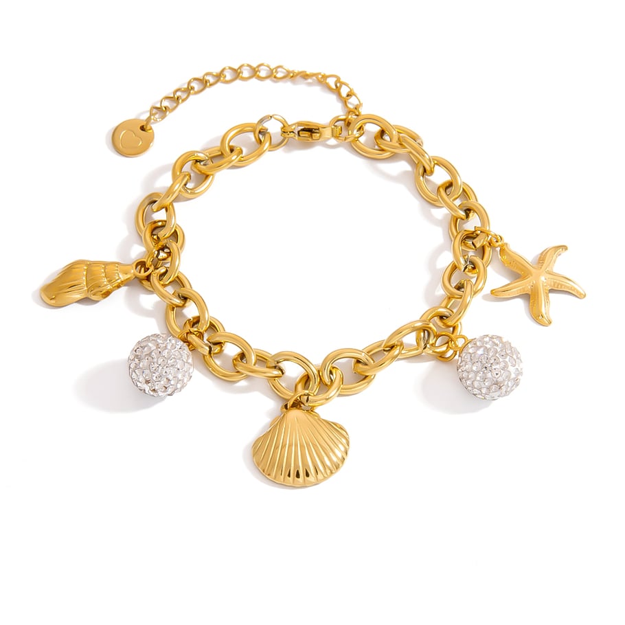 Braccialetti con ciondolo casual da donna in acciaio inossidabile color oro a forma di tartaruga 