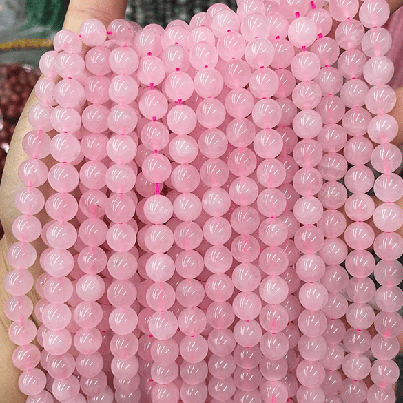 1 chaîne de perles en cristal de quartz rose du Brésil