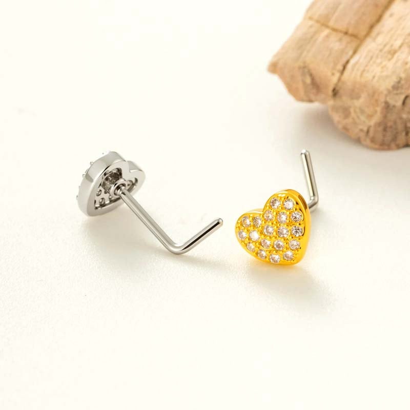 1 pièce de piercing de nez en zircon couleur cuivre doré Image3